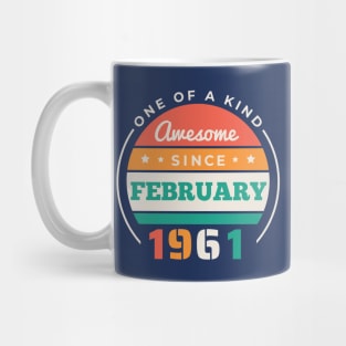 Retro Awesome Since February 1961 Birthday Vintage Bday 1961 Mug